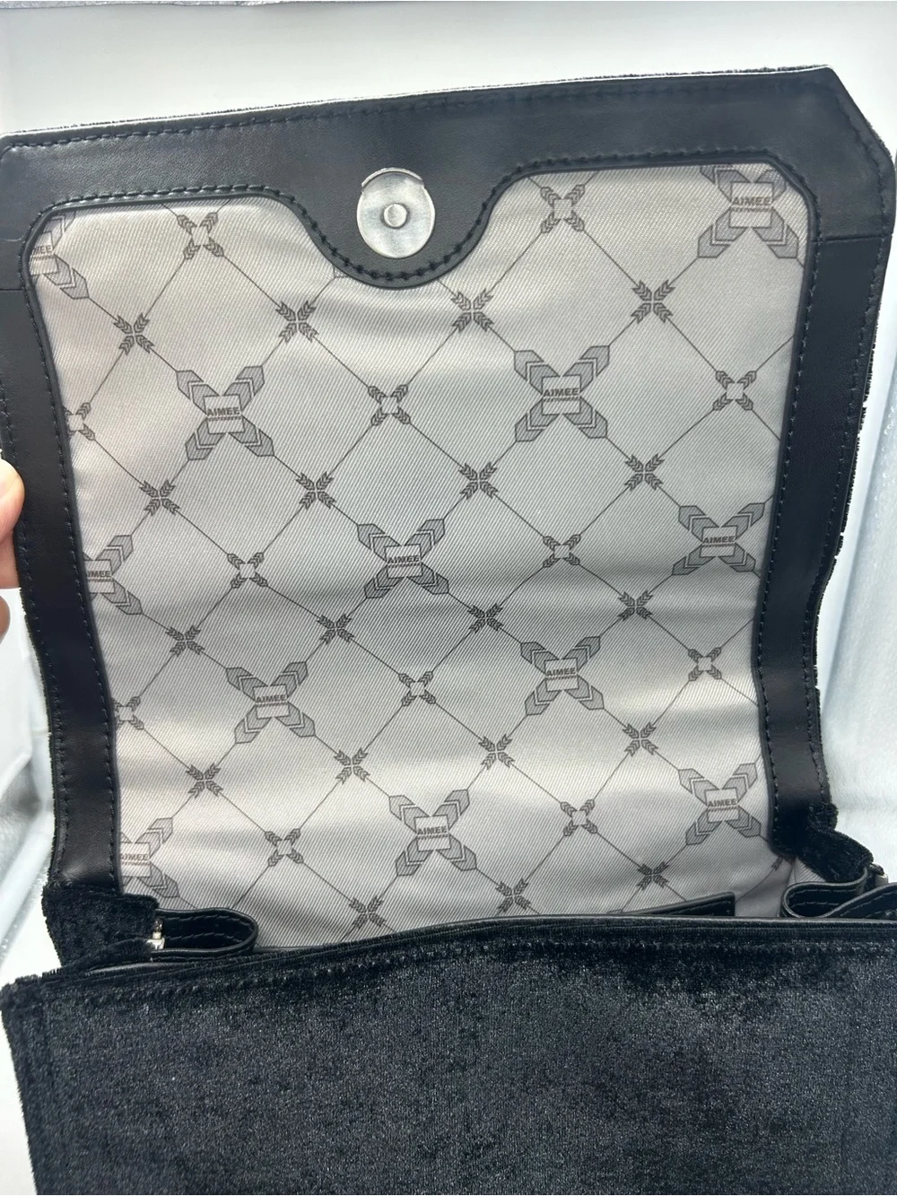 Aimee Kestenberg Black Velvet Chevron Top‎ Handle Satchel